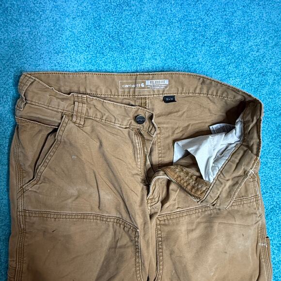 Carhartt Mens 30x30 Tan Double Knee Work Pants Rugged Flex Utility Workwear - Picture 10 of 16